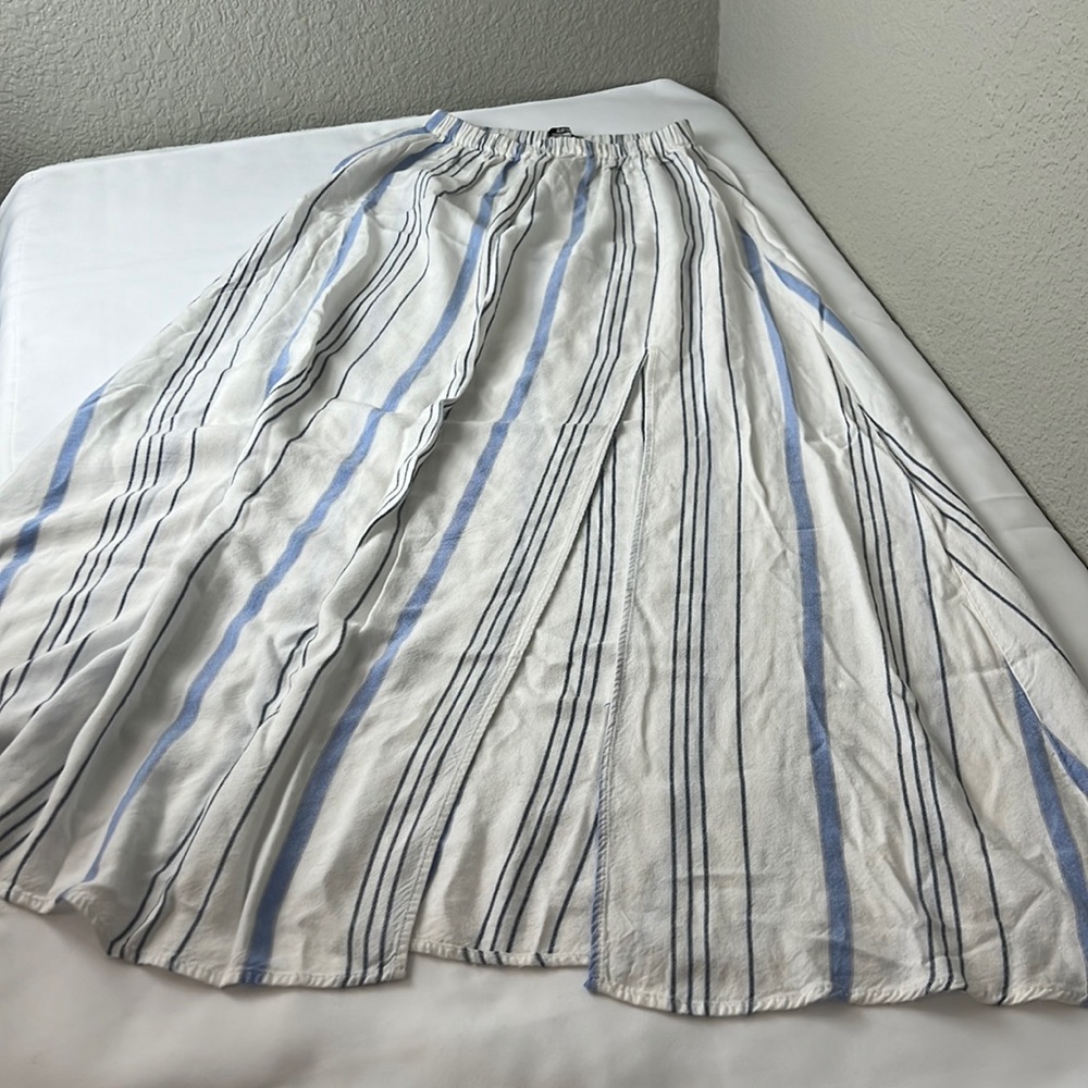 🌸Revolve Clayton Cornflower Blue White Striped Maxi High Split Slit Skirt Small - Picture 5 of 13